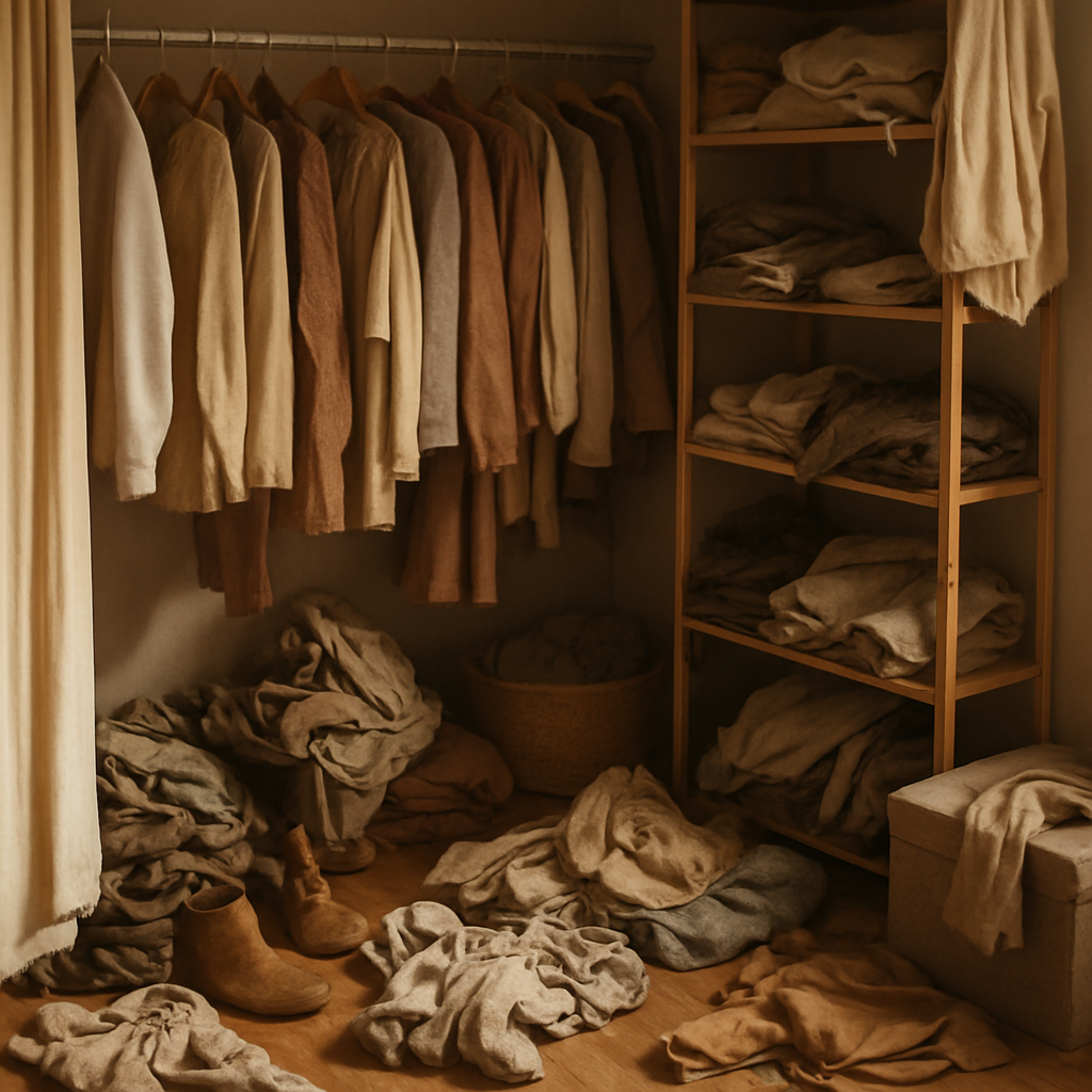 Messy wardrobe closet